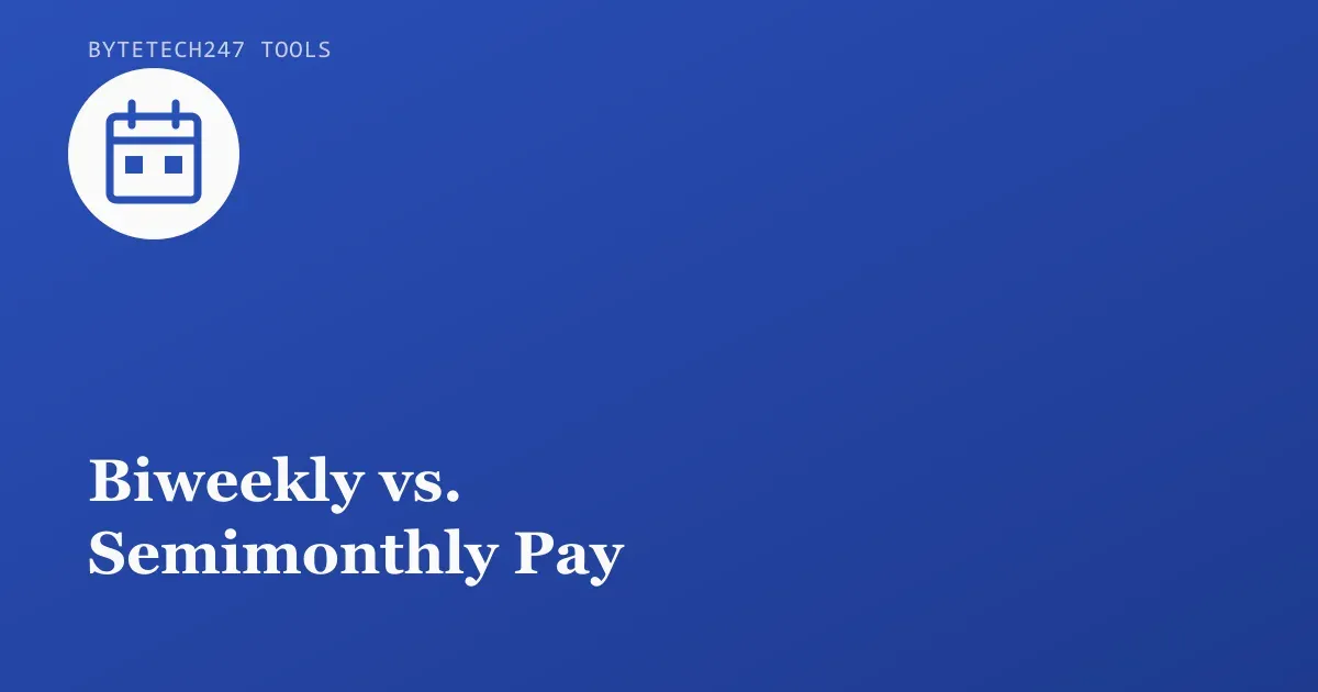 Illustration of a calendar grid on a blue ByteTech247 Tools cover graphic representing pay frequency.